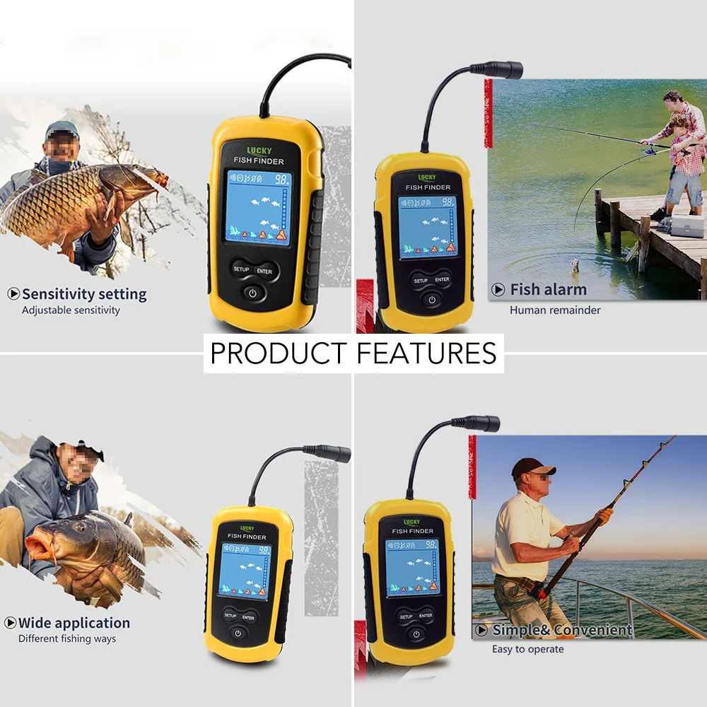Lucky LCD pantalla a Color por - Fish Finder Transducer reseña y precio